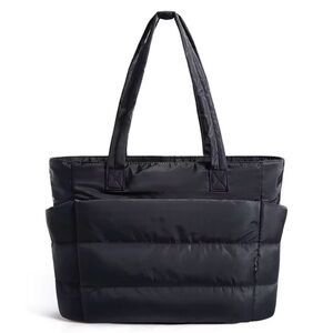 Sleek Black Quilted Laptop Tote Bag